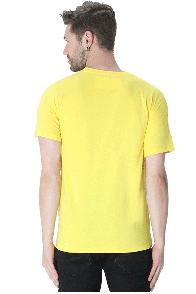 Men Classic Cotton Plain T-shirt Butter Yellow