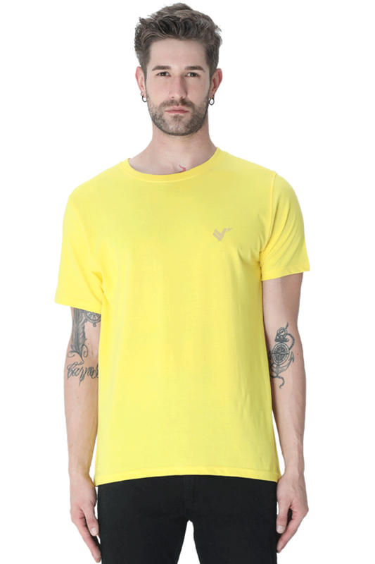 Men Classic Cotton Plain T-shirt Butter Yellow