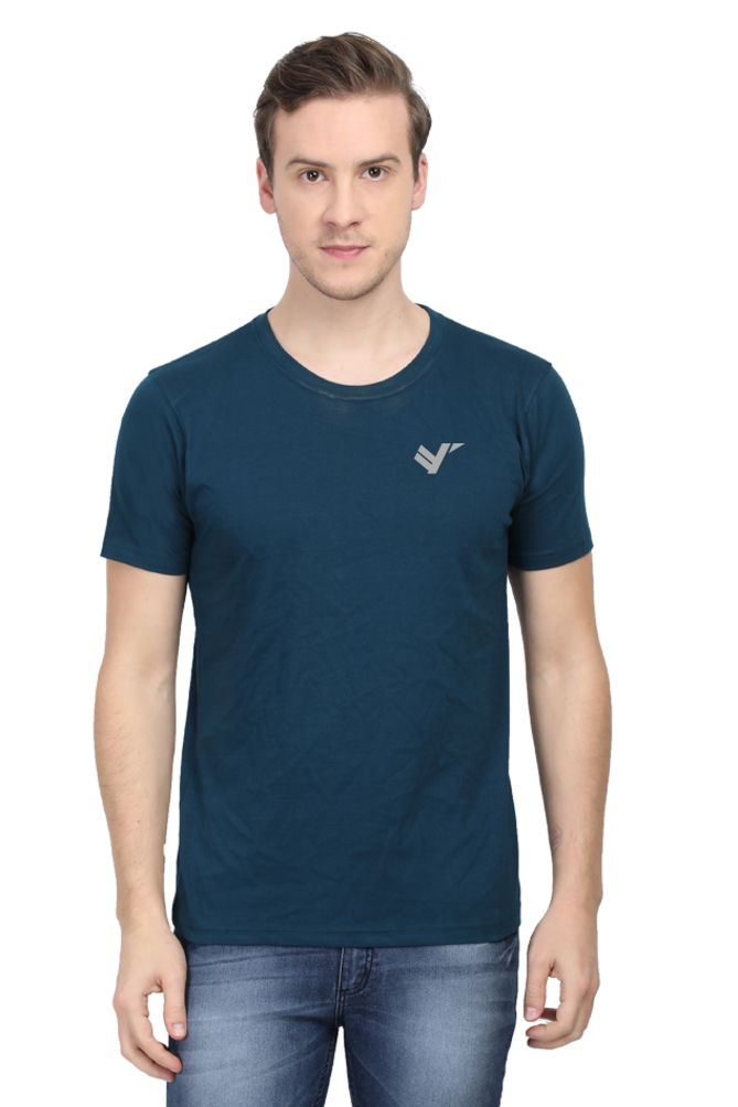 Men Classic Cotton Plain T-shirt Petrol Blue