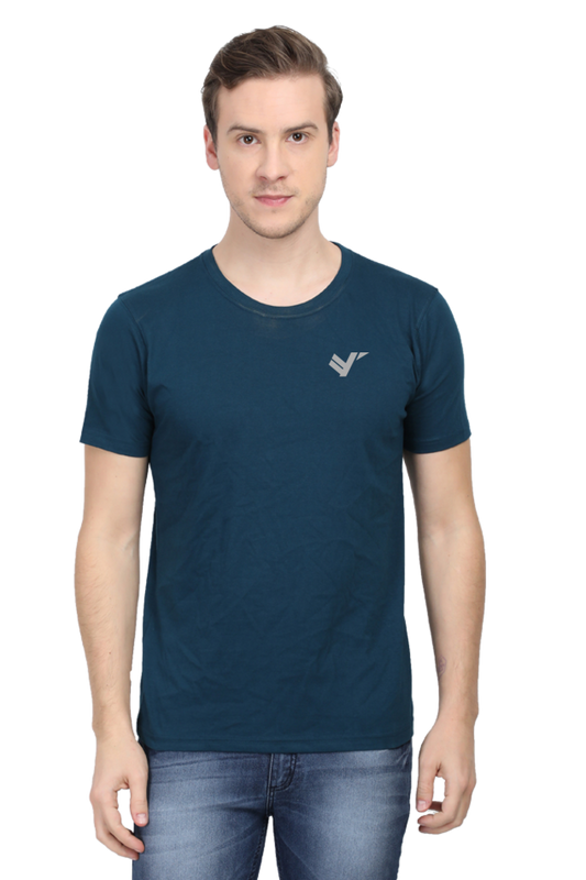 Men Classic Cotton Plain T-shirt Petrol Blue