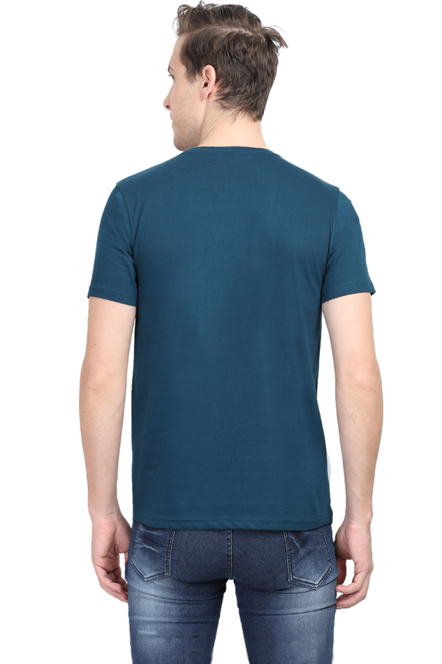 Men Classic Cotton Plain T-shirt Petrol Blue