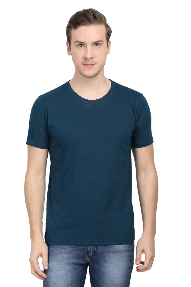 Men Classic Cotton Plain T-shirt Petrol Blue