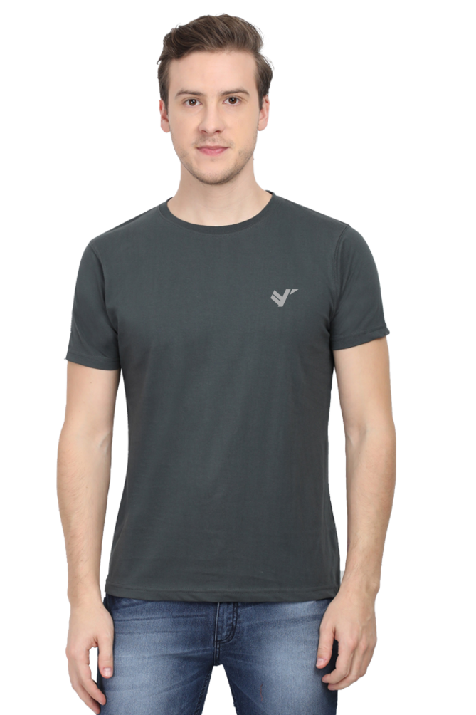 Men Classic Cotton Plain T-shirt Steel Grey