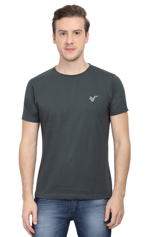 Men Classic Cotton Plain T-shirt Steel Grey