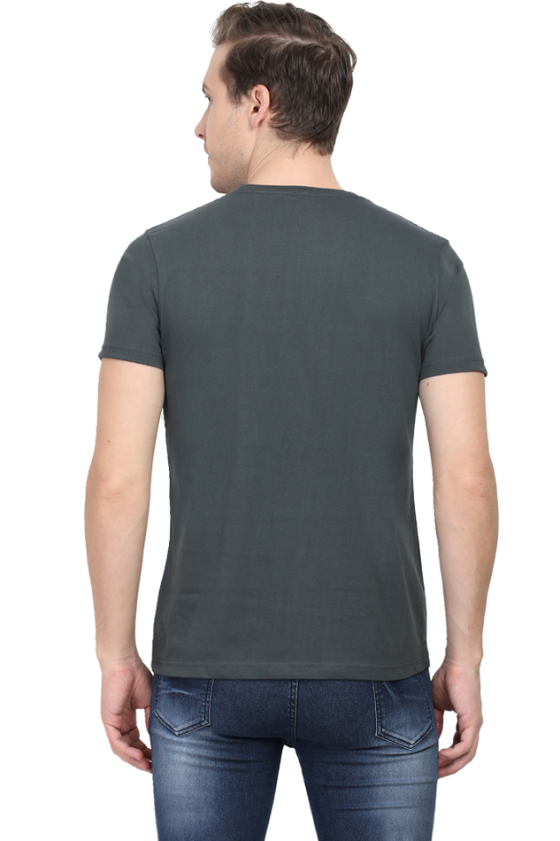 Men Classic Cotton Plain T-shirt Steel Grey