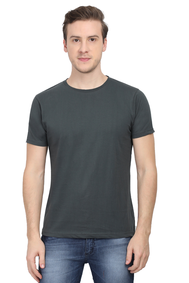 Men Classic Cotton Plain T-shirt Steel Grey