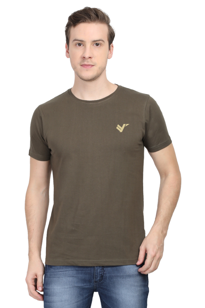 Men Classic Cotton Plain T-shirt - Olive Green