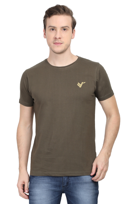 Men Classic Cotton Plain T-shirt - Olive Green