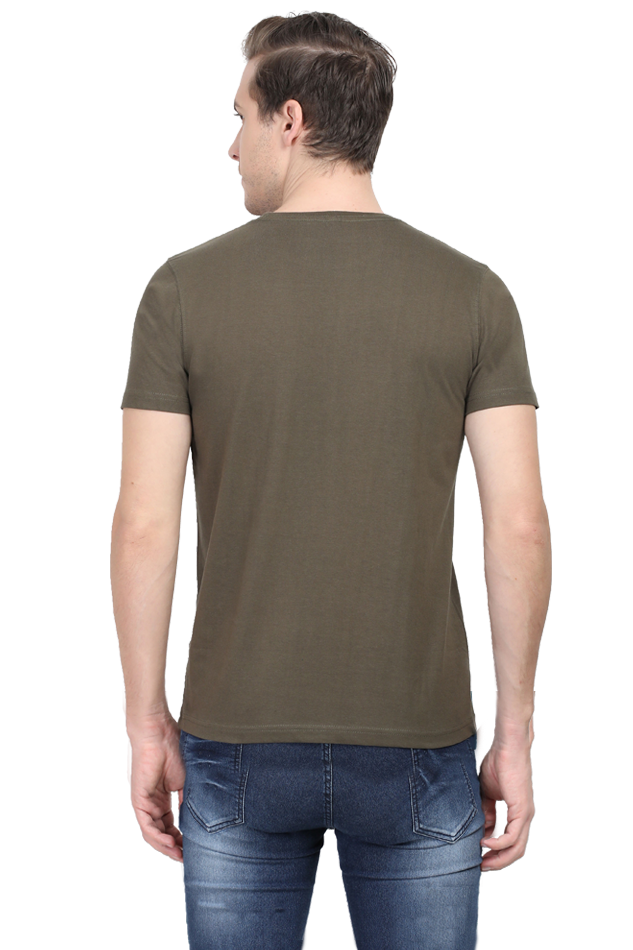 Men Classic Cotton Plain T-shirt - Olive Green