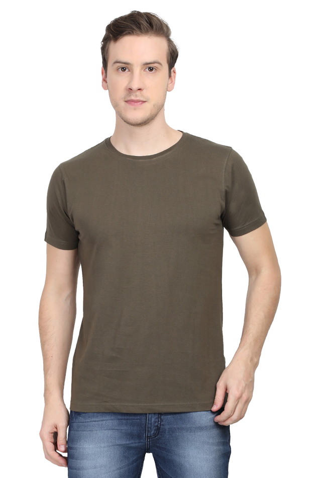 Men Classic Cotton Plain T-shirt - Olive Green