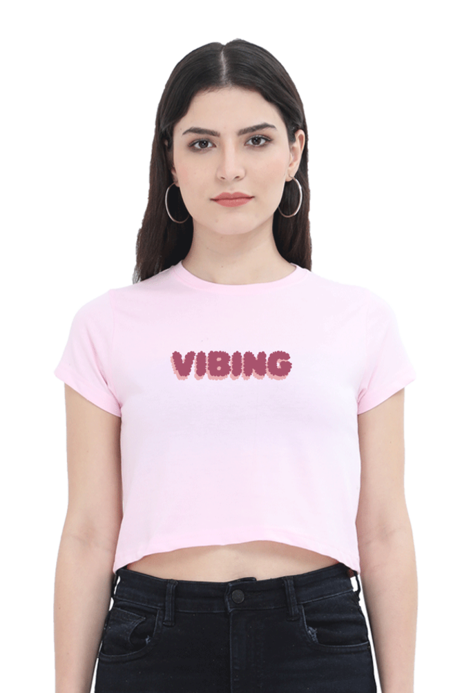 Women Crop Top - Baby Pink Vibing