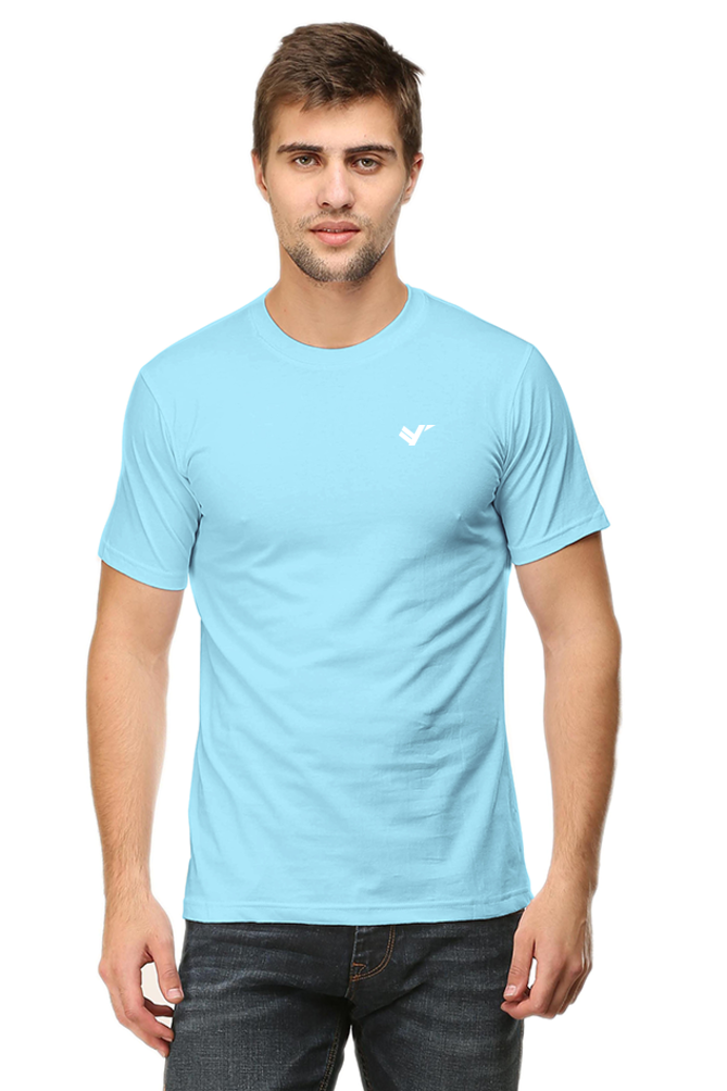 Men Classic Cotton Plain T-shirt Baby Blue