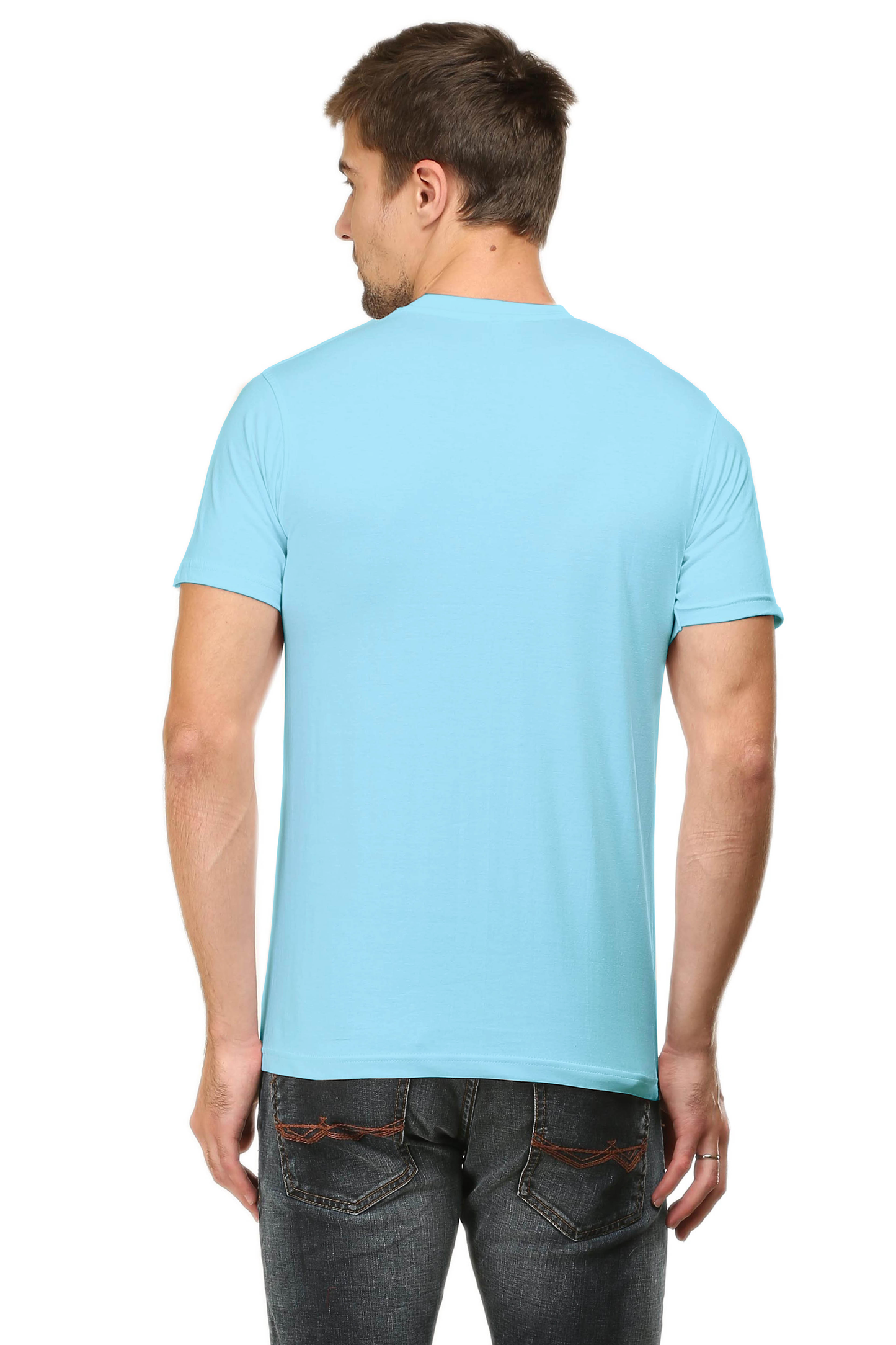 Men Classic Cotton Plain T-shirt Baby Blue